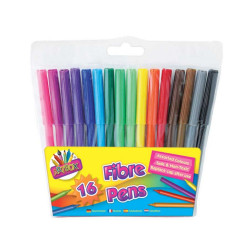 16 fine tip Fibre Colouring Pens