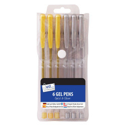 6 SILVER & GOLD GEL INK PENS   1224     