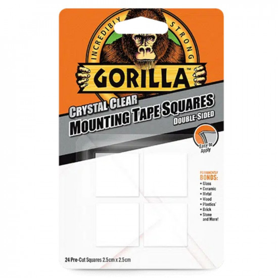 GORILLA CLEAR MOUNTING TAPE SQUARES 24s