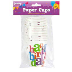 HAPPY B'DAY PAPER CUPS 15PK             