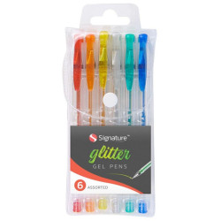 SIGNATURE GLITTER GEL PENS 6PC          
