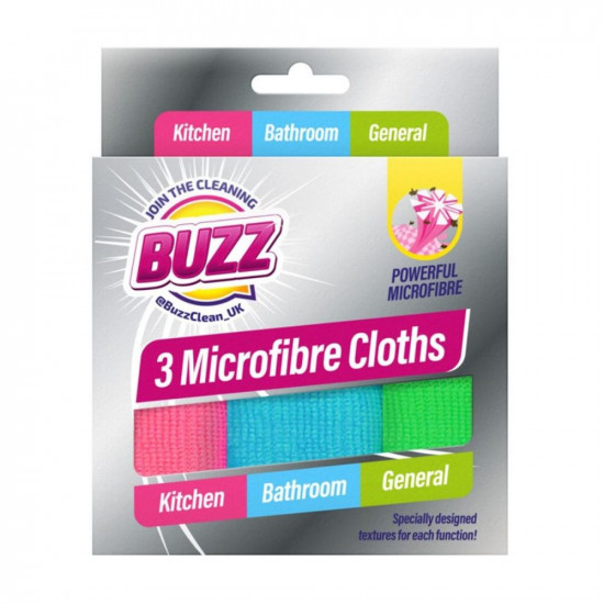 BUZZ MICROFIBRE CLOTHS 3PK