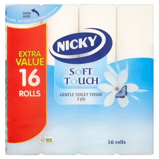 NICKY SOFT TOUCH TOILET TISSUE 16RX5 2PL