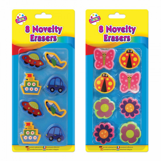 8 NOVELTY ERASERS   4174                