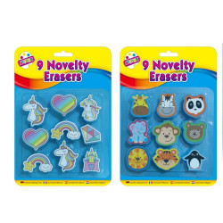 9 NOVELTY ROUND ERASERS    4179         