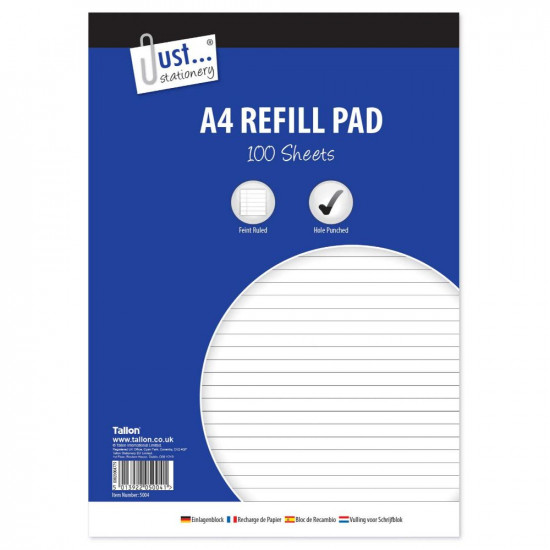 A4 REFILL PAD LINED PAPER 100s x6PK  5004