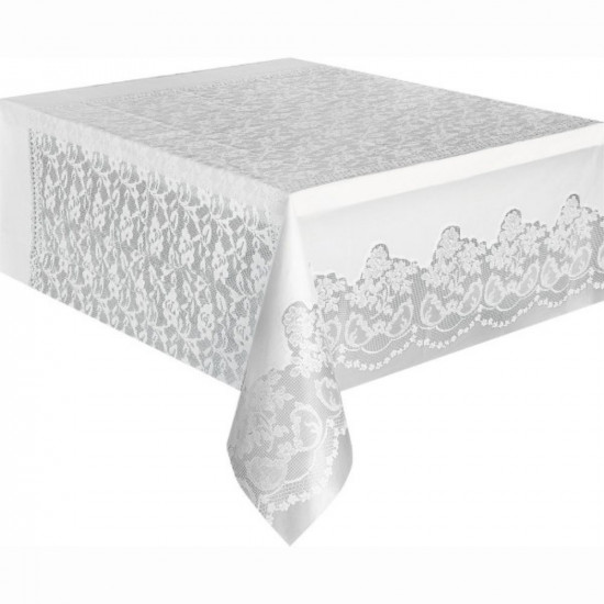 WHITE LACE TABLECOVER 54X180