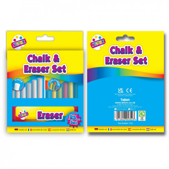 CHALK & ERASER SET 25PCS                