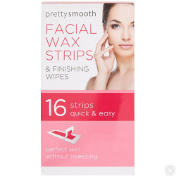 PRETTY FACIAL WAX STRIPS 16s + WIPES