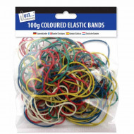 COLOURED ELASTIC BANDS 100G  6224