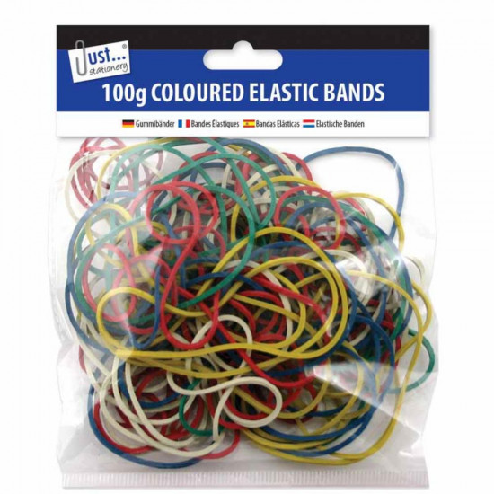COLOURED ELASTIC BANDS 100G  6224