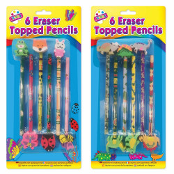 6 NOVELTY ERASER TOP PENCILS  6335      