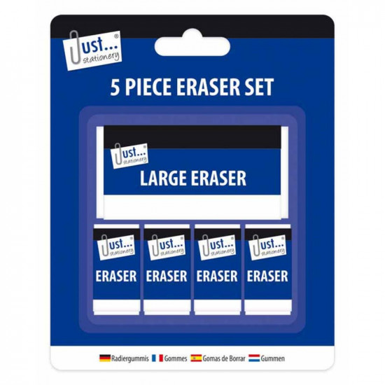 5PK WHITE ERASERS (4SMALL+1LARGE) 6340  