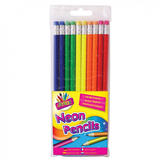 10 NEON RUBBER TIP HB PENCILS  6366     