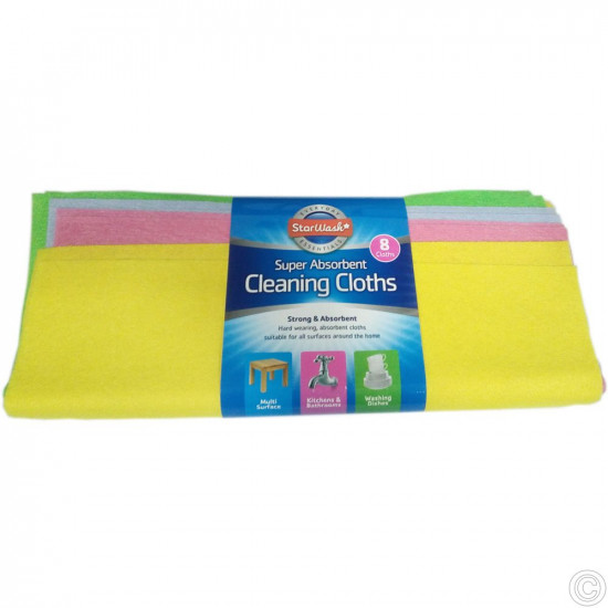 SUPER ABSORBENT CLEANING CLOTHS 8s