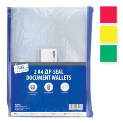 2 A4 ZIP TOP DOCUMENT WALLETS 6504      