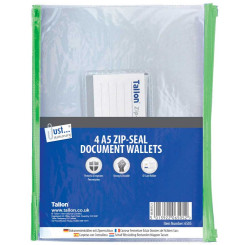 4 A5 ZIP TOP DOCUMENT WALLETS 6505