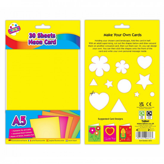 A5 NEON CARDS 30 SHEETS   6876          