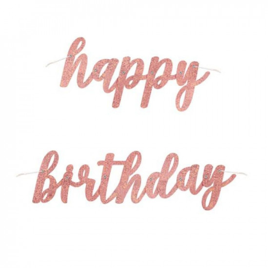 HAPPY BDAY BANNER(ROSE GOLD GLITZ)