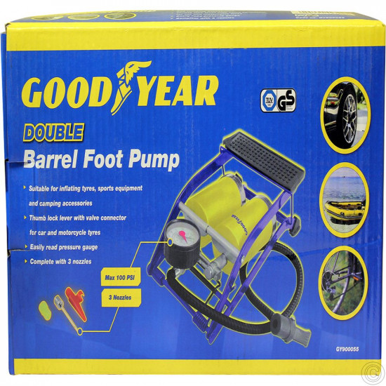GY DOUBLE BARREL FOOT PUMP  900055