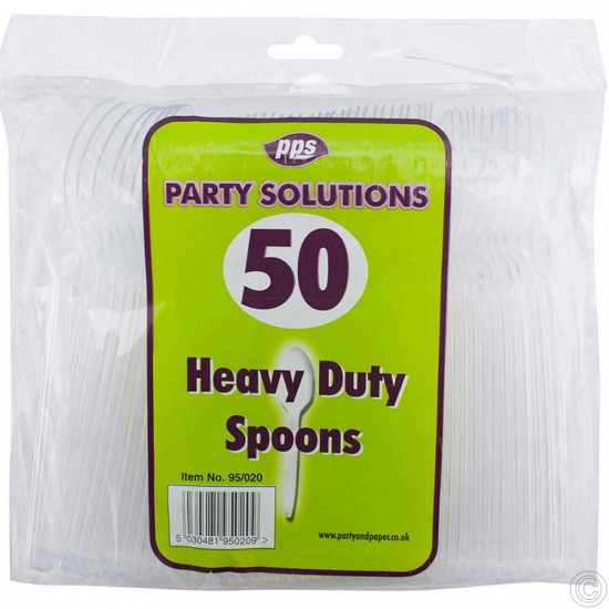 PPS HEAVY DUTY SPOONS CLEAR 50PCS
