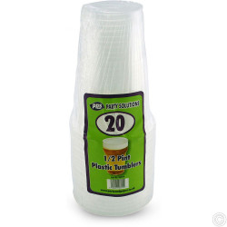 PPS PLASTIC TUMBLERS 1/2 PINT 20PCS