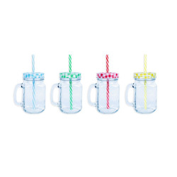 MASON JAR WITH STRAW 450ML  AM1629      