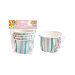 4 ICE CREAM TUBS  + SPOONS   AM2093     