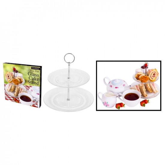 2 TIER GLASS CAKE STAND  AM2648