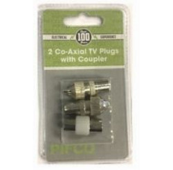 DAEWOO 2 CO-AXIAL TV PLUGS + COUPLER    