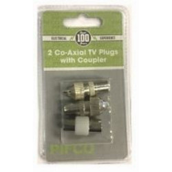 DAEWOO 2 CO-AXIAL TV PLUGS + COUPLER    