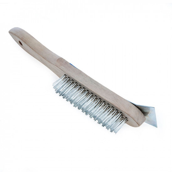4 ROW WIRE BRUSH WITH SCRAPER