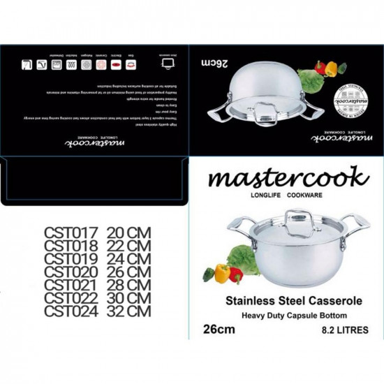 MASTERCOOK S/S CASSEROLE 24CM