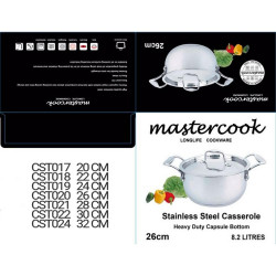 MASTERCOOK S/S CASSEROLE 26CM           