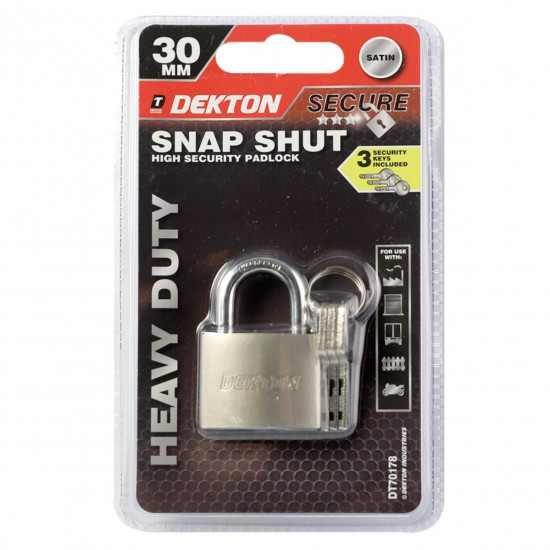 DEKTON SNAP SHUT PADLOCK 30MM 70178     