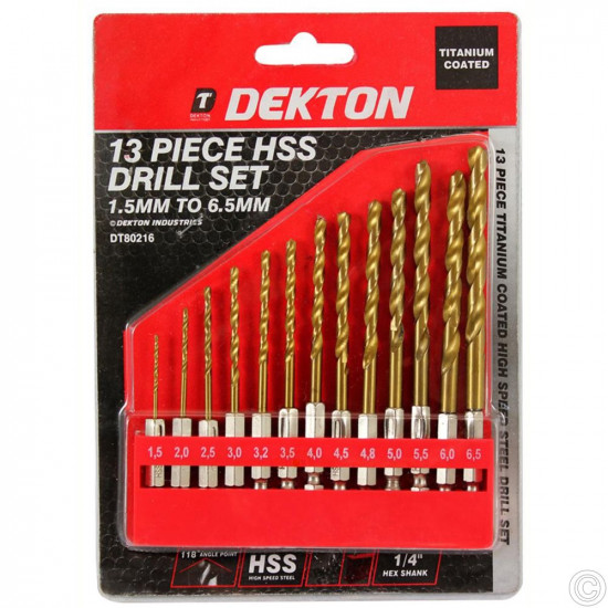 DEKTON 13PC HSS DRILL SET    DT80216    