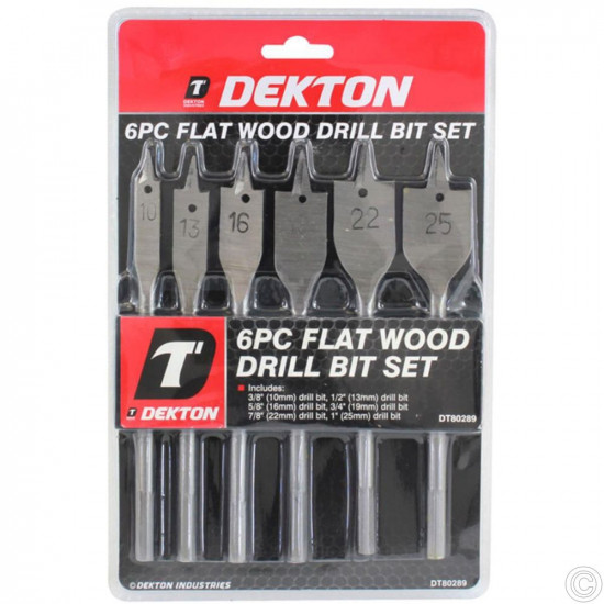 DEKTON 6PCS FLAT WOOD DRILL DT80289     