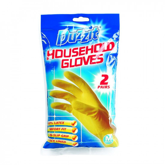 DUZZIT HOUSEHOLD GLOVES(MEDIUM)2PK