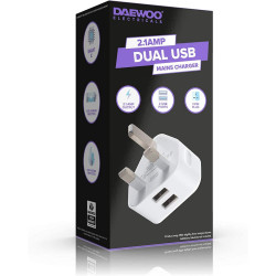 DAEWOO 2.1A DUAL USB MAIN CHARGER  1355 