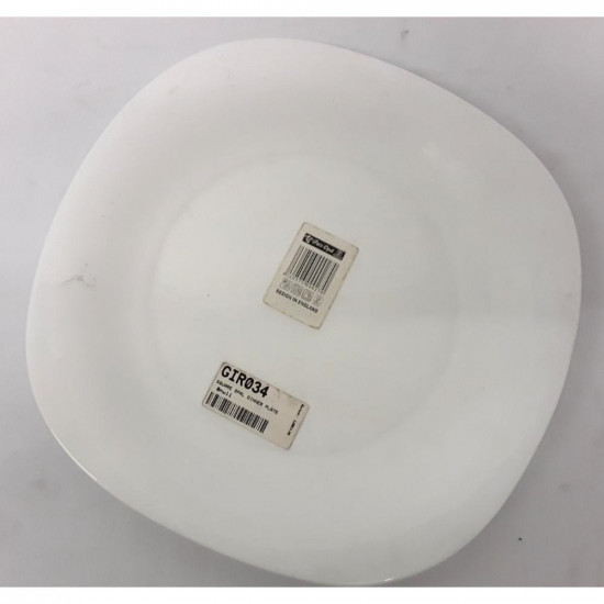 SQUARE WHITE OPAL DINNER PLATE GIR034   