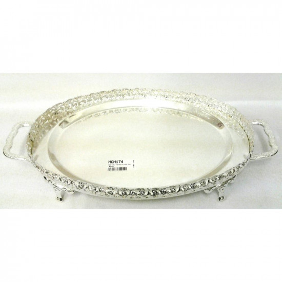 OVAL FOOTED SILVER SERVING TRAY HCH174