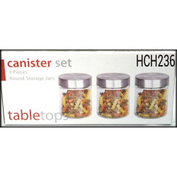 3PCS GLASS CANISTER SET  HCH236
