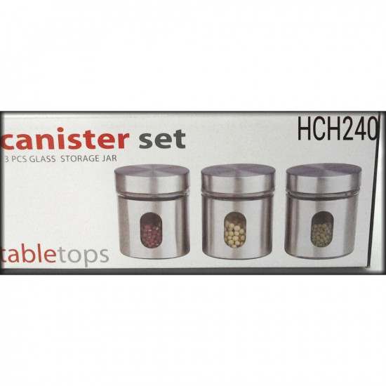 3PC CANISTER SET GLASS JAR (HCH240)