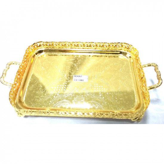 GOLD OBLONG FOOTED TRAY HCH267