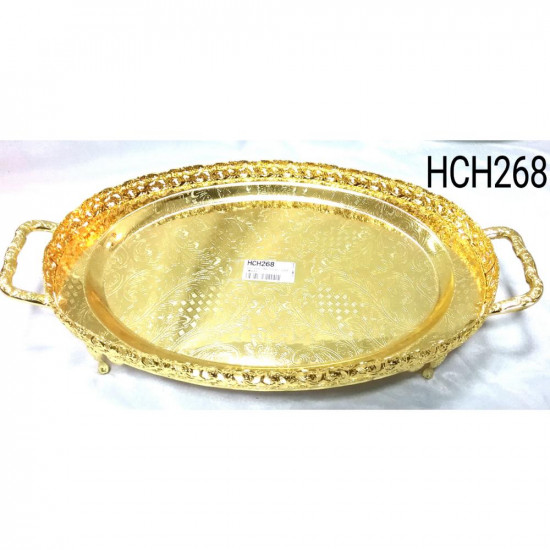 GOLD OVAL TRAY FOOTED HCH268
