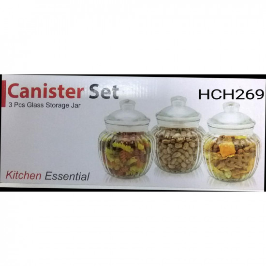 3PCS GLASS CANISTER SET  HCH269