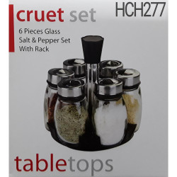 6PCS GLASS SPICE JAR WITH RACK  HCH277  