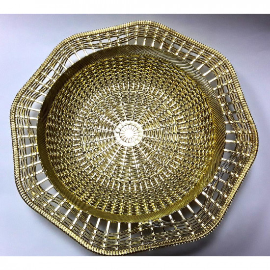 GOLD/SILVER HEXAGONAL DISH HUB493