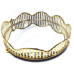 GOLD MIRROR TRAY 24CM   HUB919          