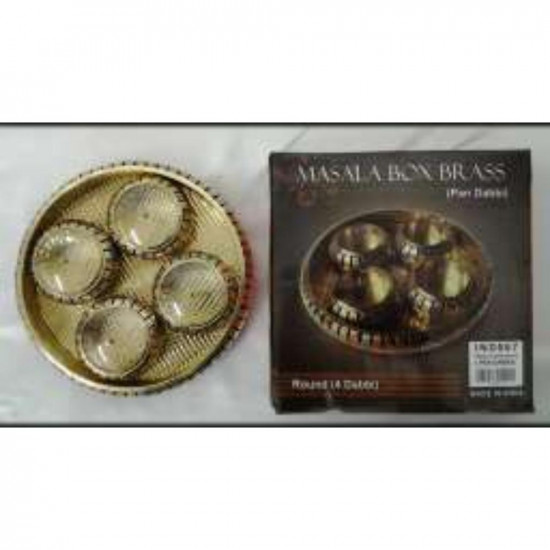 ROUND BRASS MASALA BOX   IND067